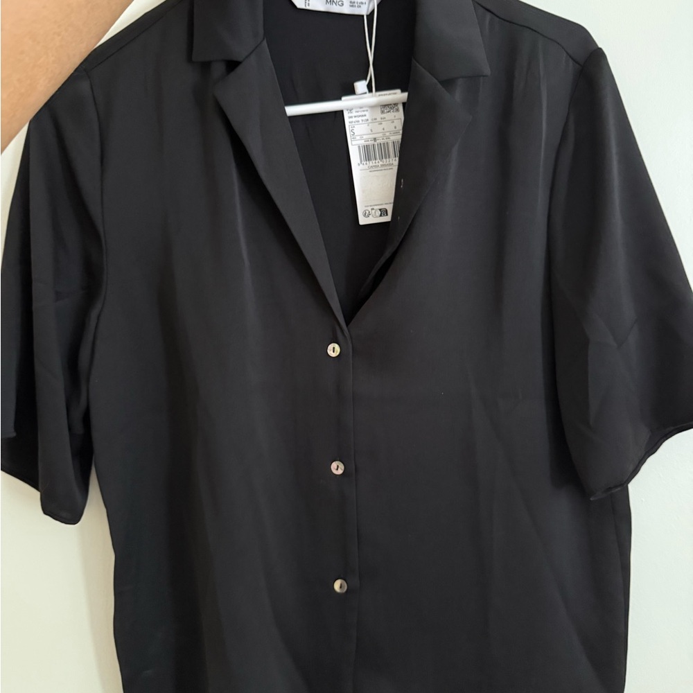 Mango Black Casual Button Down Shirt